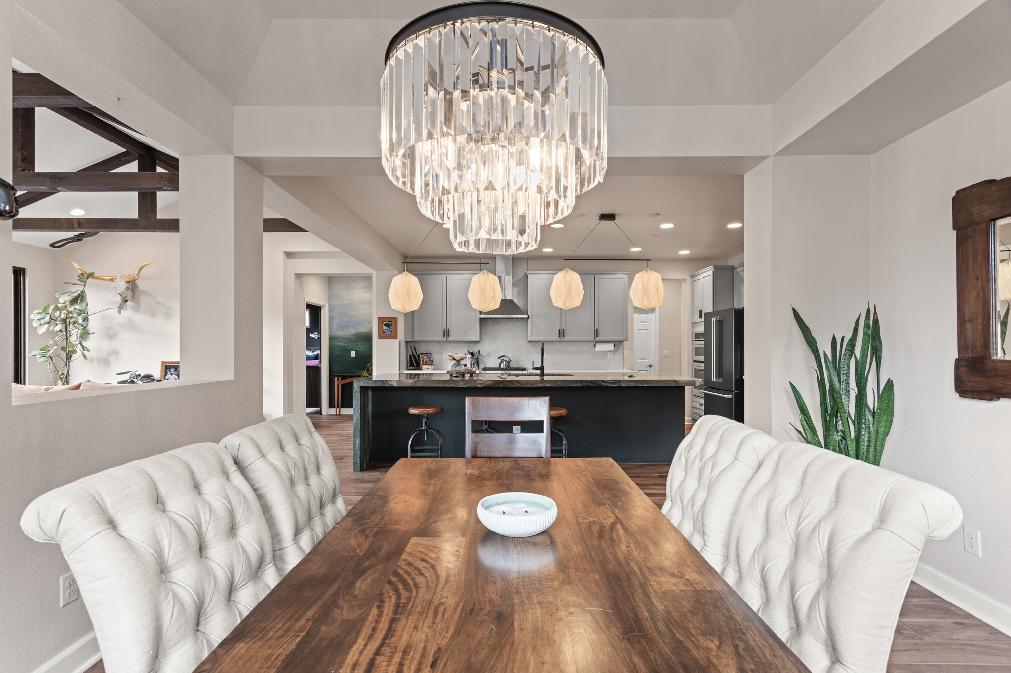 Custom Builder Photography with a Modern Chandiler in Parker Colorado