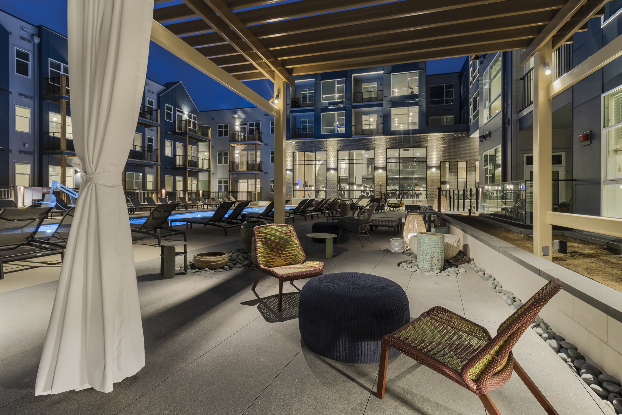 Commercial Architectural Photography during twilight at Multi Family Apartment Complex