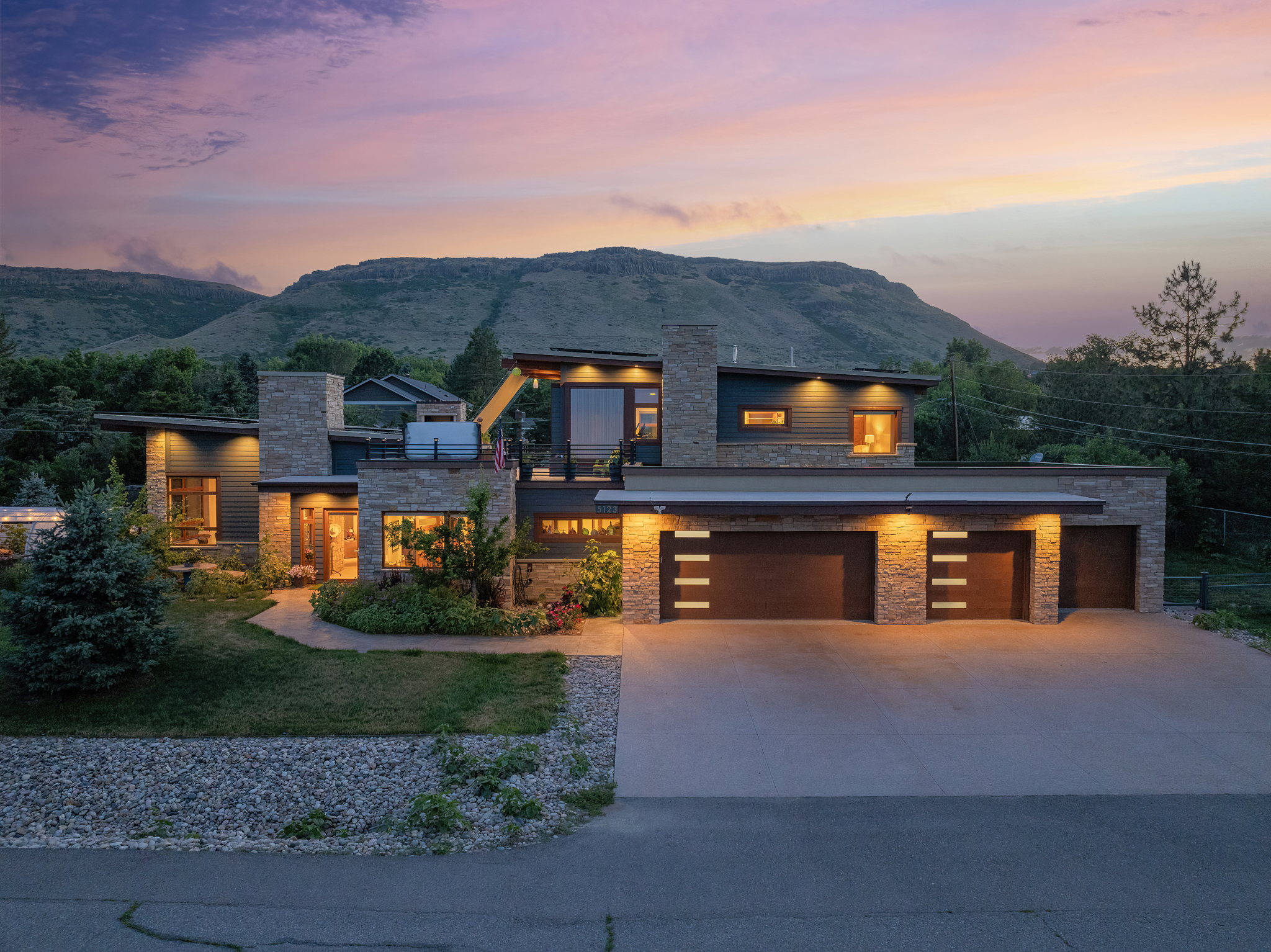 Twilight Mountain View of a Property in Golden, Colorado