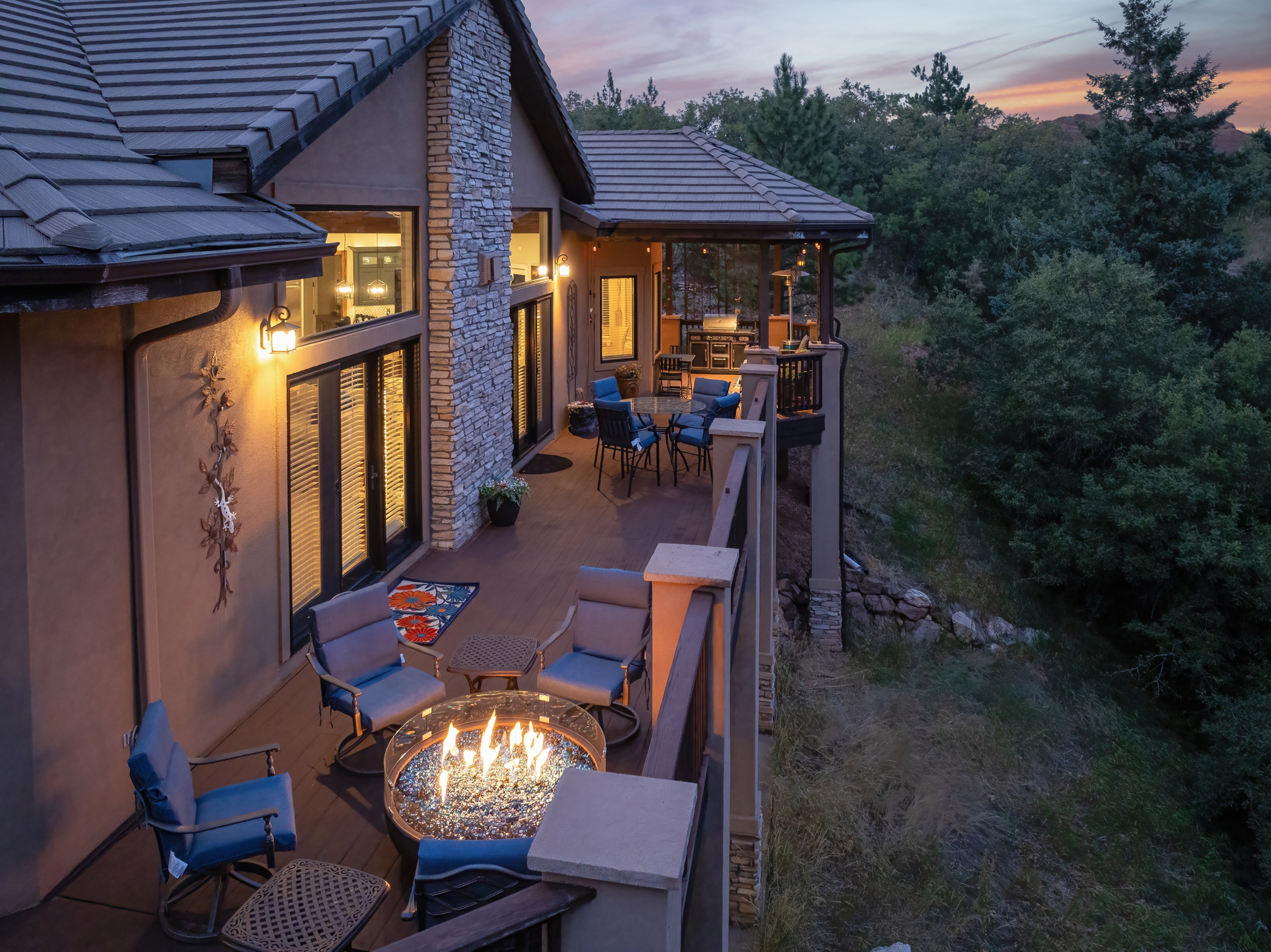 Twilight Aerial Photography of a Roof Top Deck
