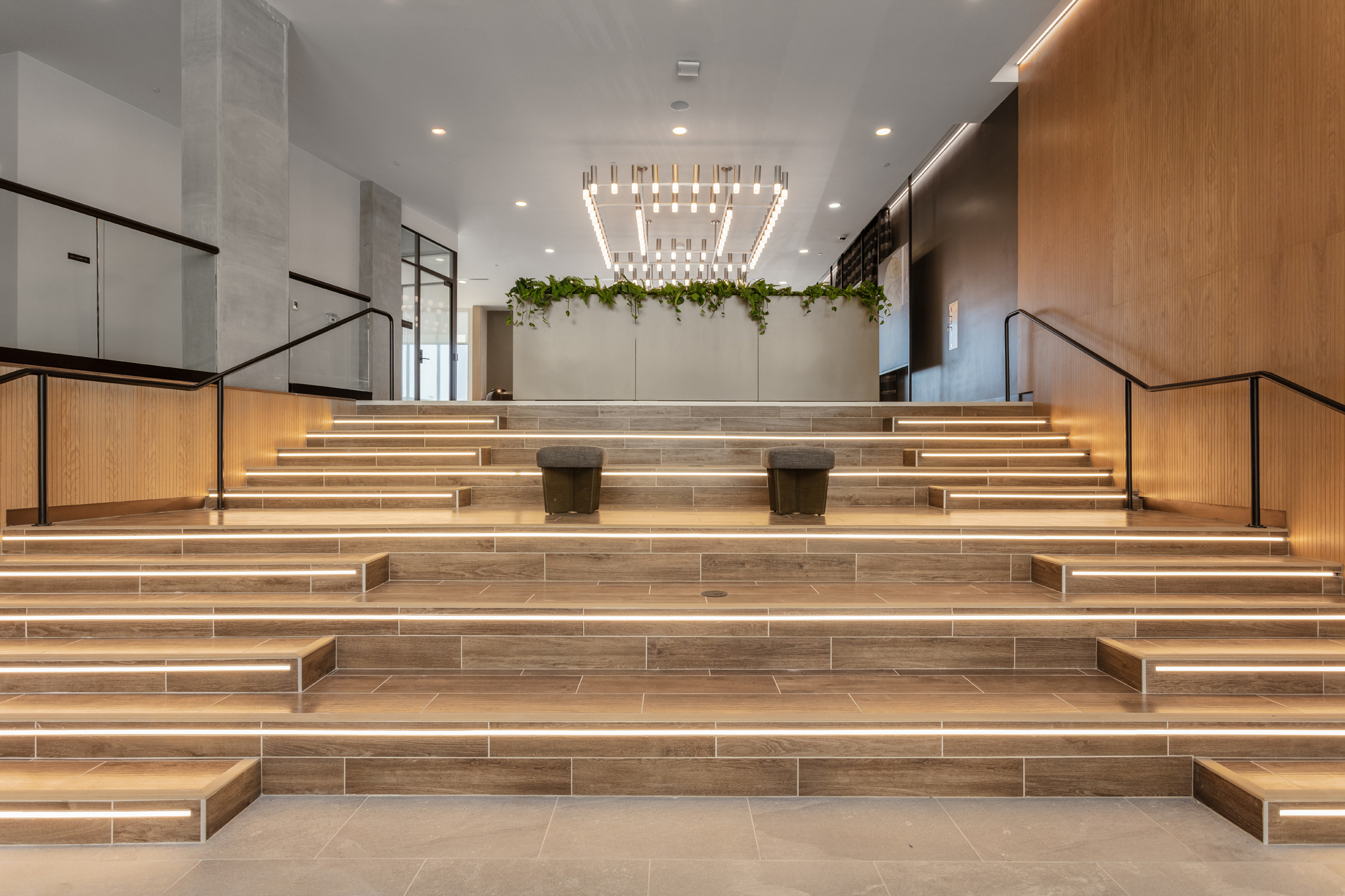Commercial Architectural Photography of stair with inlayed lighting Multi Family Apartment Complex