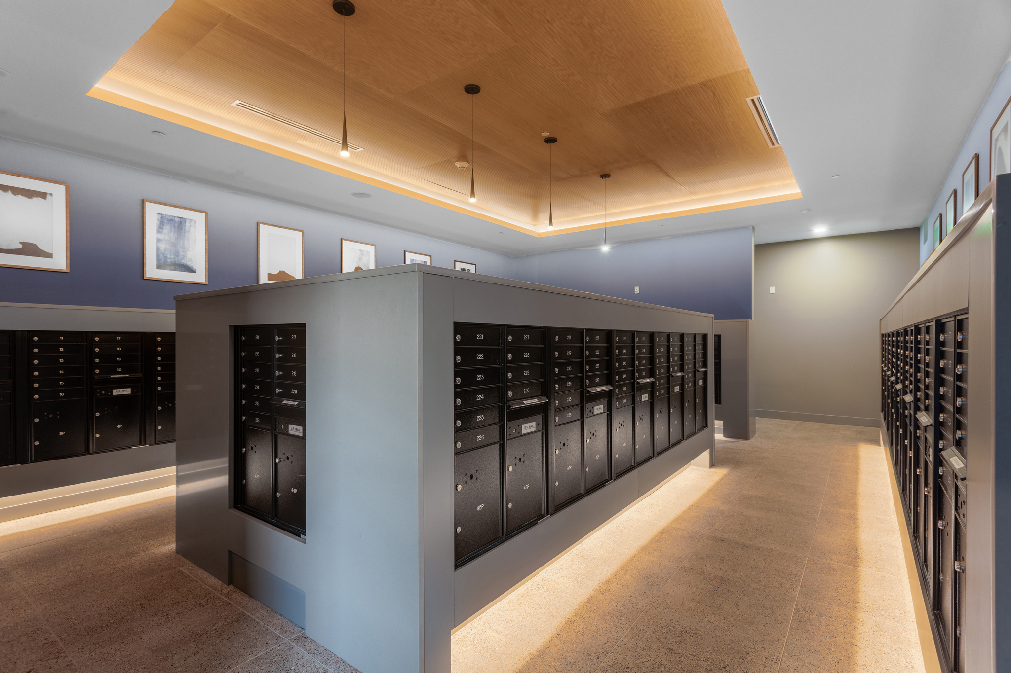 Commercial Architectural Photography of a Mail Room at Multi Family Apartment Complex