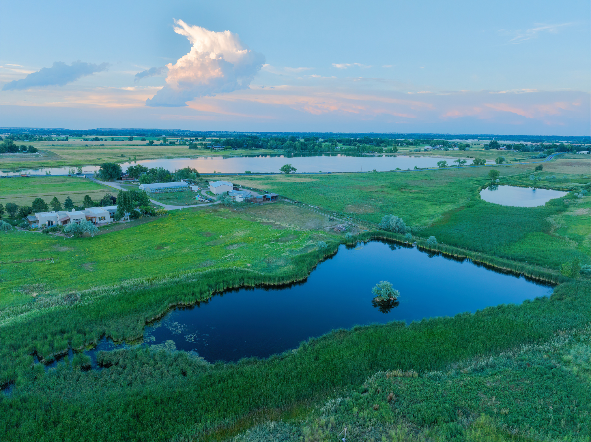 Aerial Photography of water feature in Longmont, CO